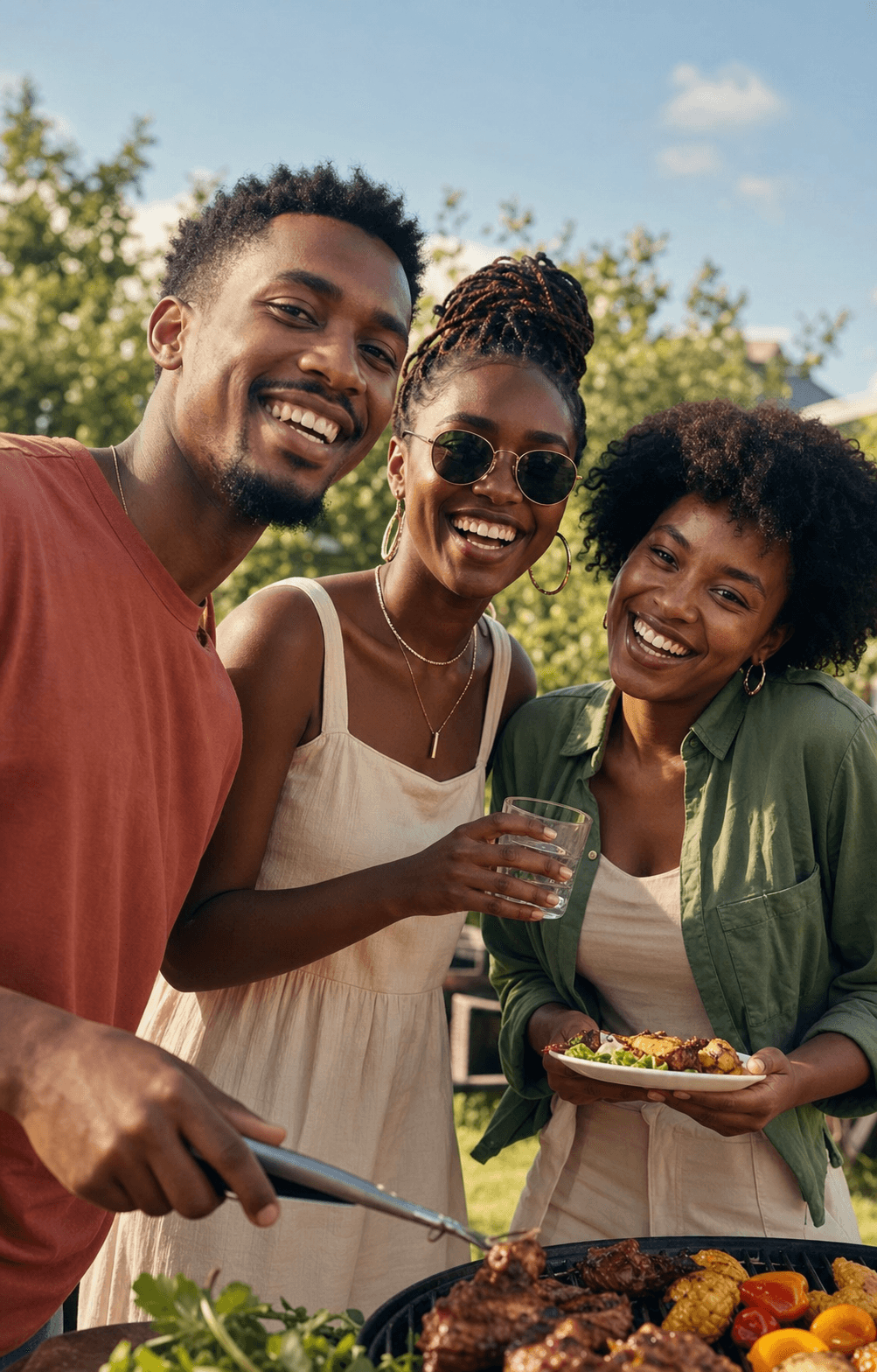 Friends enjoying an outdoor barbecue together